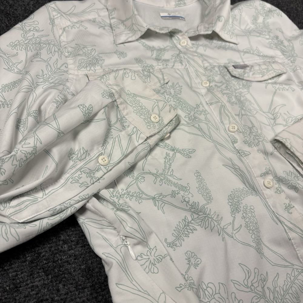 Columbia XL Men's White‎ PatternOmni Shade Long Sleeve Lightweight Soft Casual - Picture 4 of 8